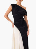 Elegant Asymmetric Off-Shoulder Pleated Maxi Dress