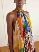 Unique Art Print Backless Maxi Dress