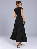 Elegant Rhinestone Embellished Flare Midi Dress