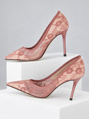 Floral Lace Pointed Toe Stiletto Pumps