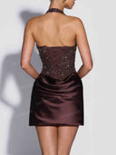 Elegant Sequin Backless Draped Mini Dress