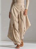 Elegant Off-Shoulder Knit Top & Draped Harem Pants Set