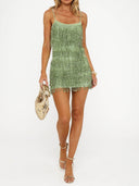 Elegant Backless Sequin Fringe Cami Mini Dress