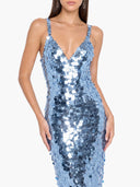 Elegant Sequin V-Neck Strappy Maxi Dress