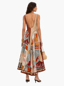 Unique Artistic Abstract Print Midi Dress