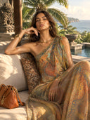Printed Off-shoulder Maxi Dress