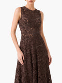 Elegant 3D Floral Lace Sleeveless Midi Dress