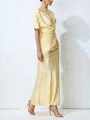 Elegant Draped Satin Lace-Trim Top Two-Piece Set
