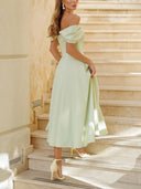 Elegant Off-the-shoulder Draped Maxi Dress