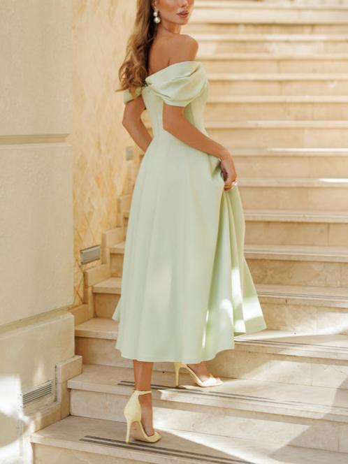Elegant Off-the-shoulder Draped Maxi Dress