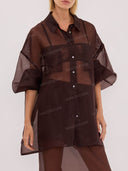 Sheer Organza Shirt & Skirt Two-Piece Set
