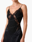 Elegant Satin Lace Patchwork Backless Maxi Dress