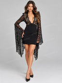 Sexy Lace Cape Sleeve Bodycon Mini Dress