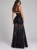 Elegant Sheer Cutout Bodysuit and Maxi Skirt Two Piece Set