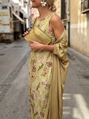 Elegant Botanical Print Sleeveless Midi Dress Two-Piece Set