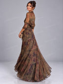 Retro Floral Print Sheer Cropped Shrug & Maxi Skirt Three Piece Set