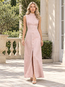 Minimalist High-Neck Sleeveless Maxi Dress