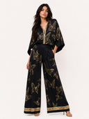 Elegant Butterfly Print Zip Shirt