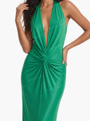Emerald Green Halter Fringe Maxi Dress