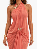 Elegant Open-Back Chiffon Maxi Dress