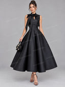 Elegant Bow Neck A-Line Maxi Dress