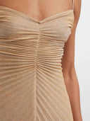 Sexy Shimmer Spaghetti Strap Pleated Midi Dress