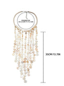 Mother of Pearl Disc Fringe Statement Necklace