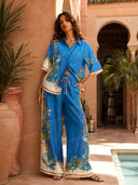Casual Floral Print Elastic Wide-leg Pants