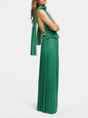 Elegant Backless pleated Top & Skirt Two-Piece Set