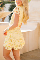 Floral Lace Cutout High Neck Mini Dress