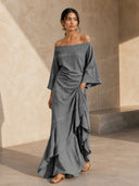 Casual Off-Shoulder Ruffle Maxi Dress
