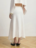 Minimalist Knit Top & Asymmetrical Button Skirt Two-Piece Set