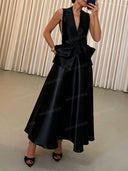 Elegant Satin Skirt Two-Piece Set