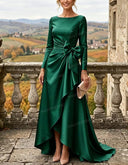 Elegant Satin Bow Detail Party Maxi Dress