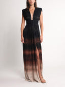 Elegant Deep V-Neck High Slit Maxi Dress