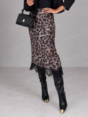 Cropped Blazer & Leopard Lace Midi Skirt Set