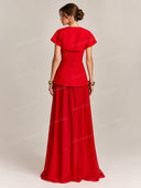 Elegant Square Neck Peplum Maxi Dress