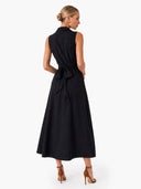 Unique Shirt Style Single-breasted Tie Midi Dress