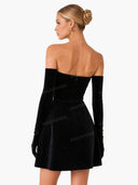 Elegant Strapless V-Neck Rhinestone-Embellished Mini Dress