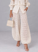 Elegant Lace Ruffle Blazer & Balloon Pants Set