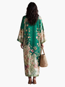 Elegant Floral Print Batwing Sleeve Maxi Dress