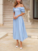 Elegant Off-the-shoulder Draped Maxi Dress