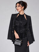 Minimalist Tailored Blazer, Halter Top & Maxi Skirt Three Piece Set