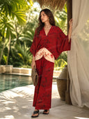 Casual Abstract Tie-Dye Kimono Sleeve Maxi Dress