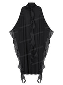 Unique Sheer Ruffle Cape Maxi Dress
