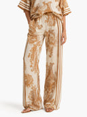 Bohemian Paisley Print Top & Wide-Leg Pants Two-Piece Set