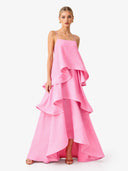 Elegant Three-layer Ruffle Sling Maxi Dress