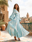 Elegant Paisley Print Chiffon Maxi Dress