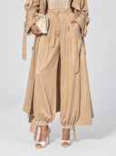 Belted Trench Coat & Wide Leg Pants Two Piece Set