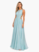 Elegant Hollow Back Sleeveless Pleated Maxi Dress